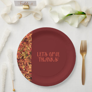 Dark Burgundy Family Gathering Happy Thanks giving Paper Plate