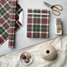 Dark Burgundy Green White Tartan Plaid Pattern
