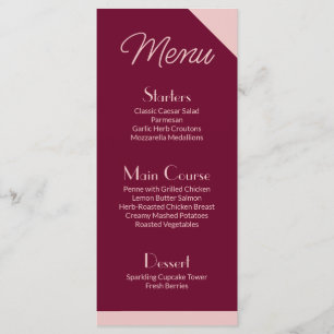 Dark Burgundy Light Pink Flat Menu