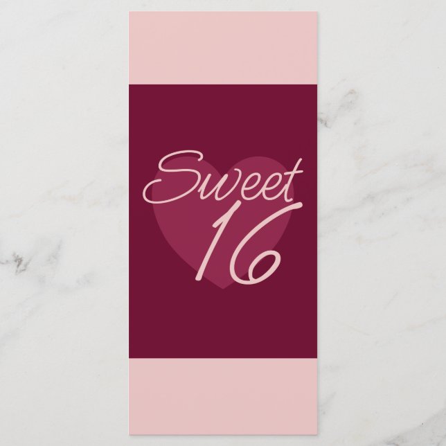 Dark Burgundy Light Pink - Heart Flat Menu (Back)