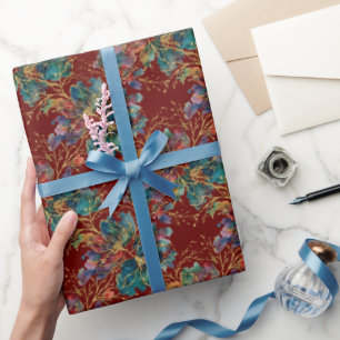 Dark Burgundy Modern Multicolor with Faux Glitter Wrapping Paper
