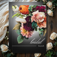 Dark Burgundy Orange Floral Romance Bridal Brunch