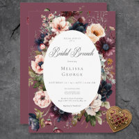 Dark Burgundy Oval Floral Frame Bridal Brunch