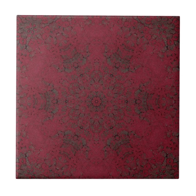 Dark Burgundy Pattern Background Tile (Front)