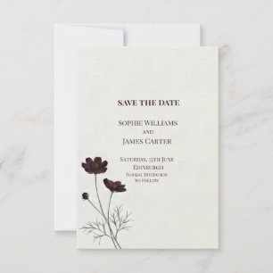 Dark Burgundy Poppy Wedding Save The Date