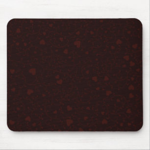 Dark Burgundy Red Romantic Heart Pattern Mouse Mat