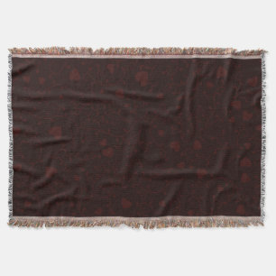 Dark Burgundy Red Romantic Heart Pattern Throw Blanket