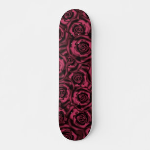 Dark Burgundy roses .  Skateboard
