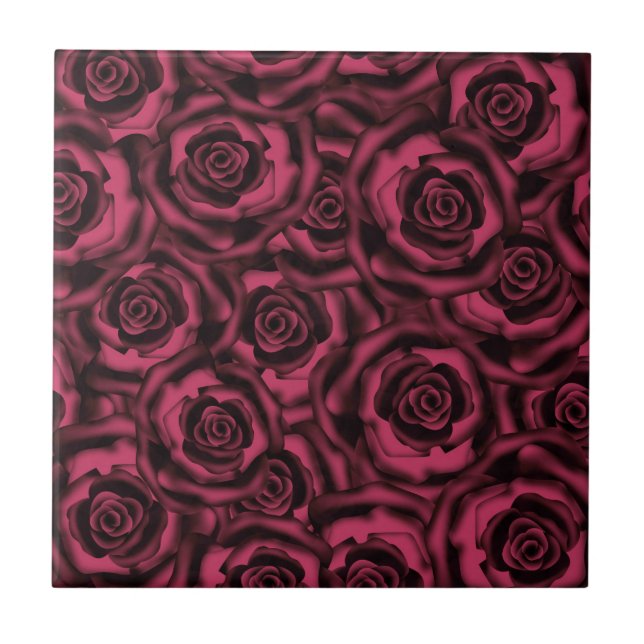 Dark Burgundy roses . Tile (Front)