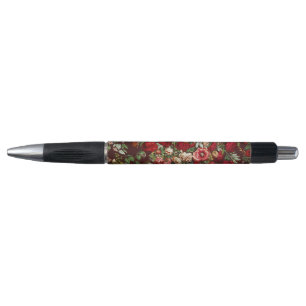 Dark Burgundy Victorian Rose Floral Ribbon Pattern