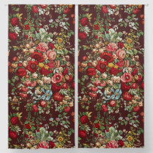 Dark Burgundy Victorian Rose Floral Ribbon Pattern