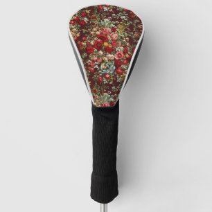 Dark Burgundy Victorian Rose Floral Ribbon Pattern Golf Head Cover