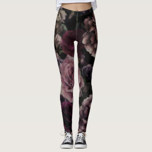 Dark Burgundy Vintage Garden Leggings
