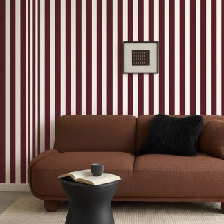 Dark Burgundy Vintage Stripe Peel and Stick Wallpaper