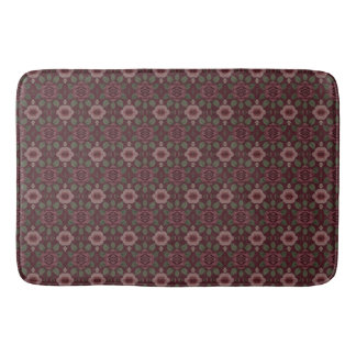 Dark Burgundy With Floral Pattern Bath Mat