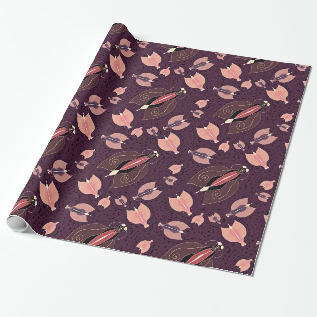 Dark butterflies seamless pattern wrapping paper (Unrolled)