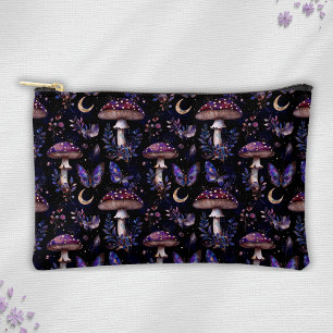 Dark Butterfly Mushroom Floral Witchy Pattern Accessory Pouch