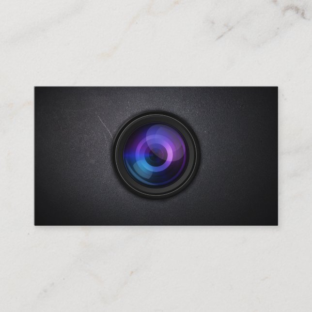 Dark Camera Lens Photographer Business Card (Front)