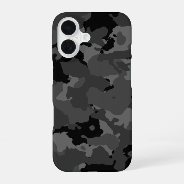 Dark Camo Pattern iPhone 16 Case (Back)