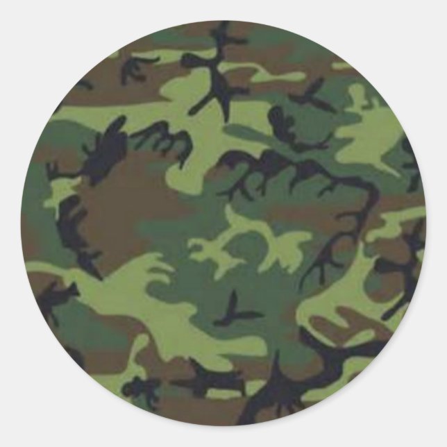 Dark camouflage classic round sticker (Front)