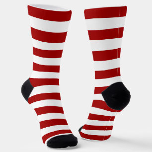 Dark Candy Apple Red and White Stripes Socks