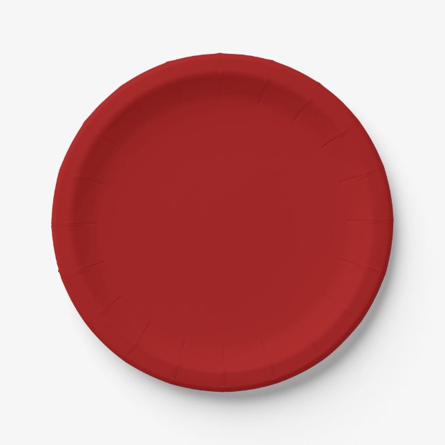 Dark Candy Apple Red Solid Colour Paper Plate (Front)