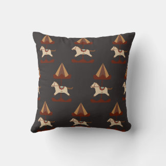 Dark Carousel Horse Pattern Throw Pillow