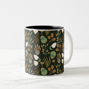 Dark Carrots And Nuts Pattern Two-Tone Coffee Mug