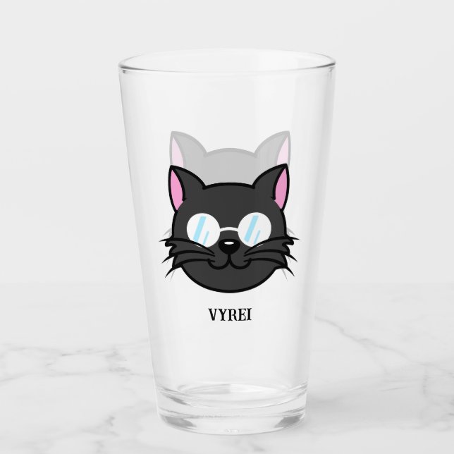 Dark Cat Black Cat Grey Cat Wearing Glasses (Front)