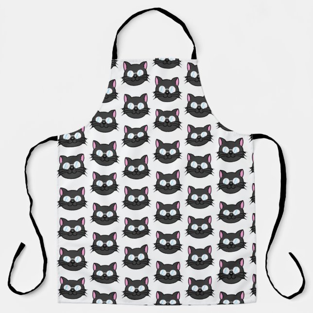 Dark Cat Black Cat Grey Cat Wearing Glasses Apron (Front)