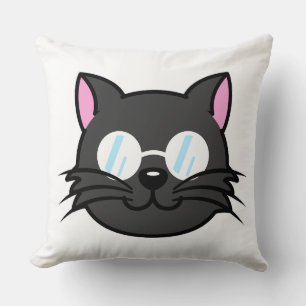 Dark Cat Black Cat Grey Cat Wearing Glasses Cushion