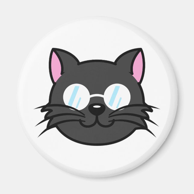 Dark Cat Black Cat Grey Cat Wearing Glasses Magnet (Front)