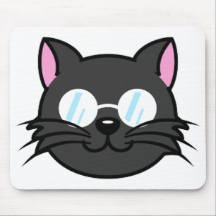 Dark Cat Black Cat Grey Cat Wearing Glasses Mouse Mat