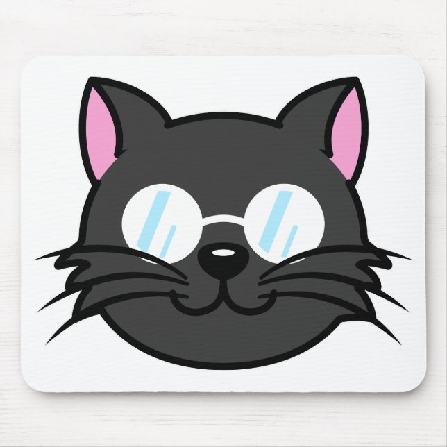 Dark Cat Black Cat Grey Cat Wearing Glasses Mouse Mat (Front)