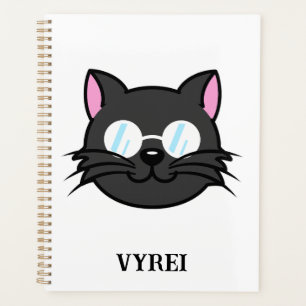 Dark Cat Black Cat Grey Cat Wearing Glasses Planner