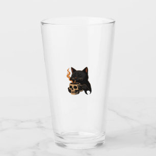 Dark Cat Coffee With Skull Mug Oversized T-Shirt Glass