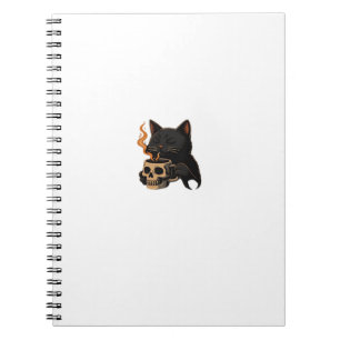Dark Cat Coffee With Skull Mug Oversized T-Shirt Notebook
