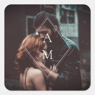 Dark Celestial Moon & Stars Save Date Square Sticker