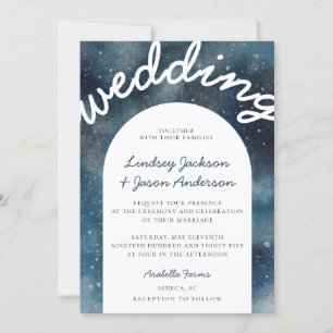 Dark Celestial Stars Bohemian Rustic Wedding Invitation