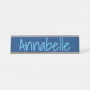 Dark Cerulean Desk Name Plate