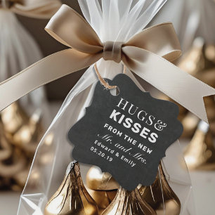 Dark Chalk Hugs and Kisses Wedding Chocolate Favour Tags