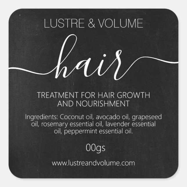 Dark Chalkboard Hair Handmade Treatment Mask Square Sticker (Front)