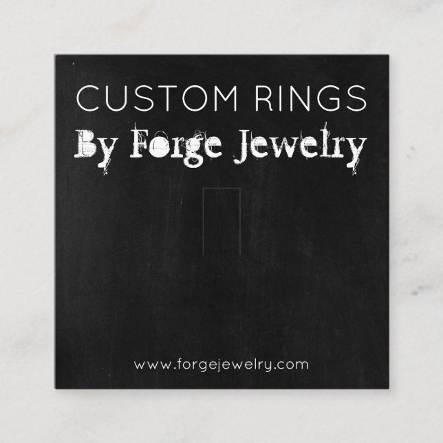 Dark Chalkboard Ring Display Jewellery Packaging Square Business Card (Front)