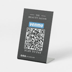 Dark Charcoal Single QR Code Scan to Pay Pedestal Sign