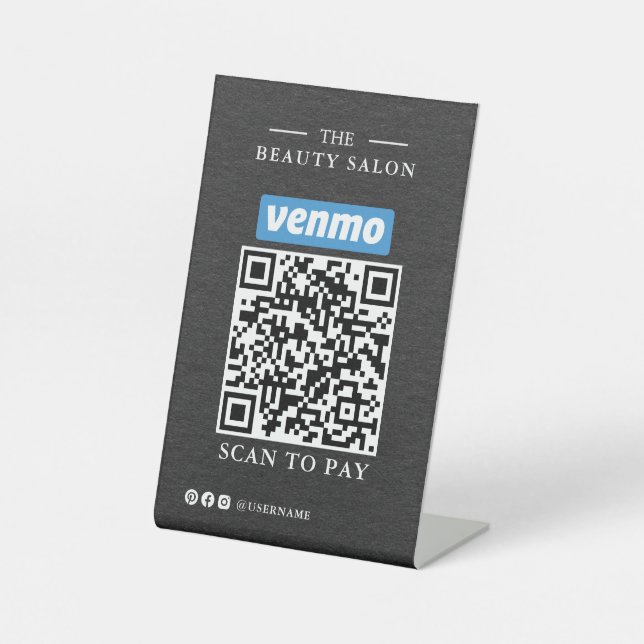 Dark Charcoal Single QR Code Scan to Pay  Pedestal Sign (Front)