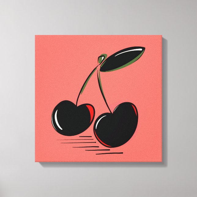 Dark Cherries – Minimal Graphic Art  Canvas Print (Front)