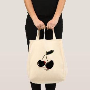 Dark Cherries - Modern Minimal Fruit Illustration Tote Bag
