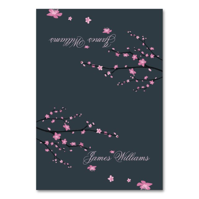 Dark Cherry Blossom Wedding Place Cards (Front)