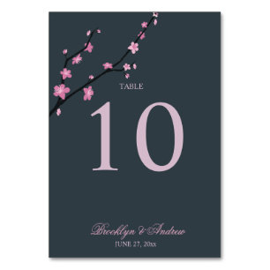 Dark Cherry Blossom Wedding Table Numbers
