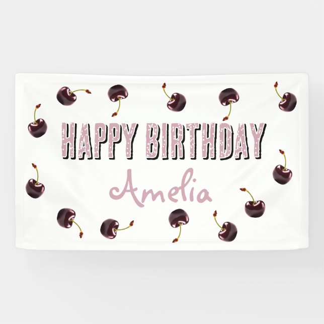 Dark Cherry Personalised Party Banner (Horizontal)